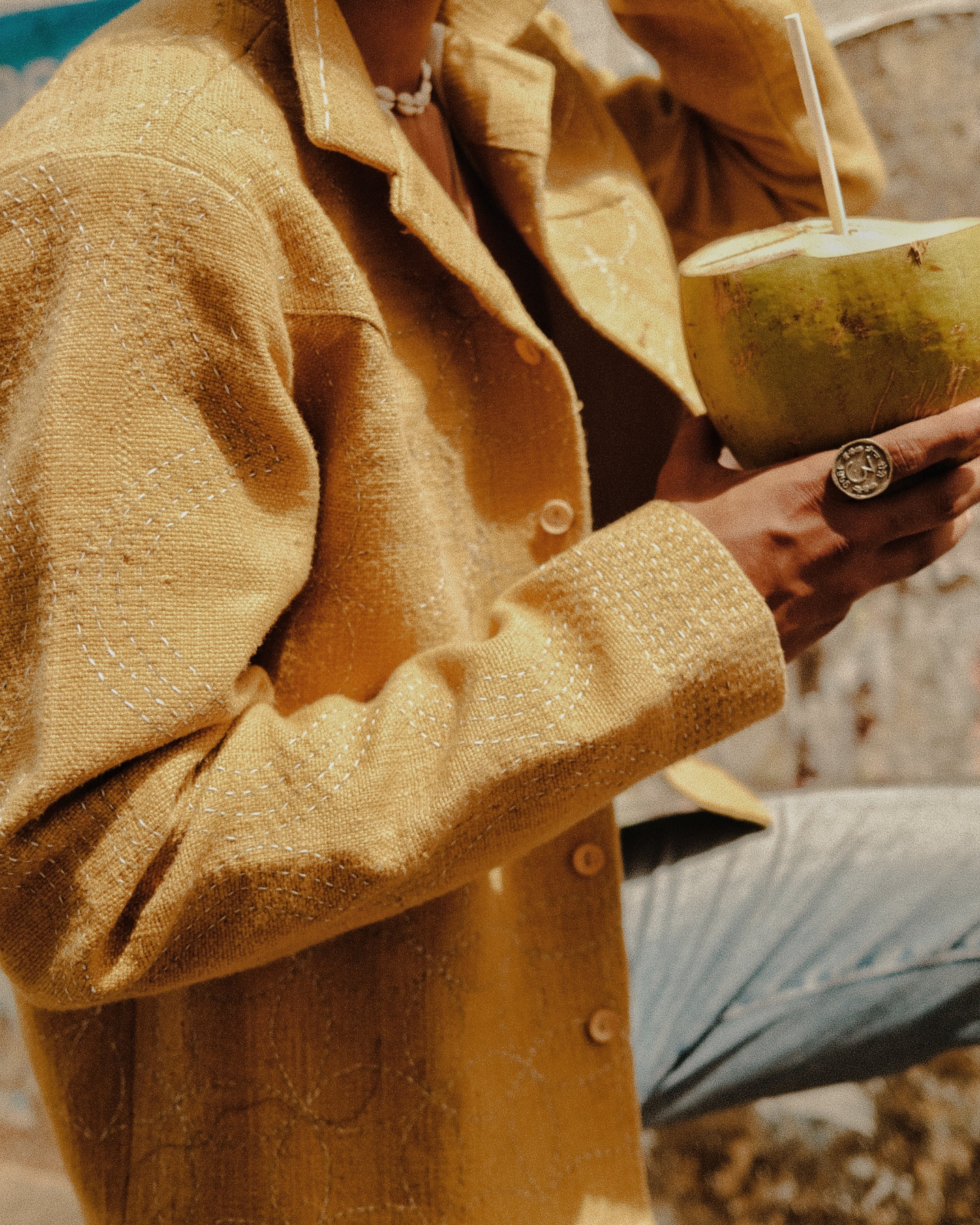 Mustard Kantha Jacket